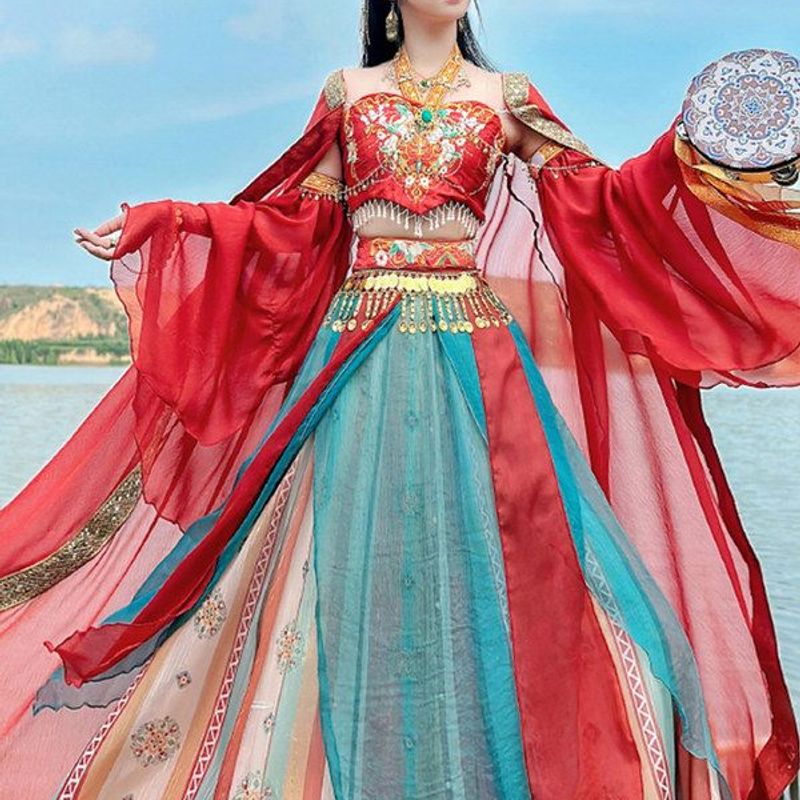 新款原创敦煌异域风汉服天竺少女西域女神汉元素改良古装全套夏季