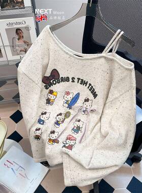 Next Moon英国联名韩系可爱kitty露肩蝴蝶结毛衣女秋冬辣妹上衣潮