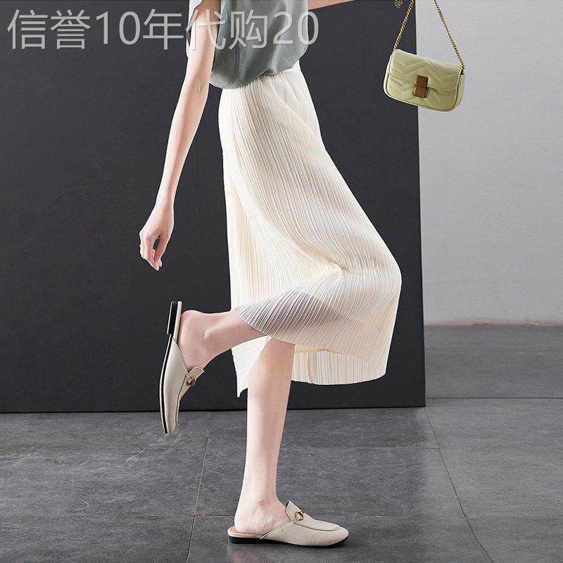 白色重工压褶直筒半身裙女夏季薄款2026新款高腰显瘦小个子a字裙