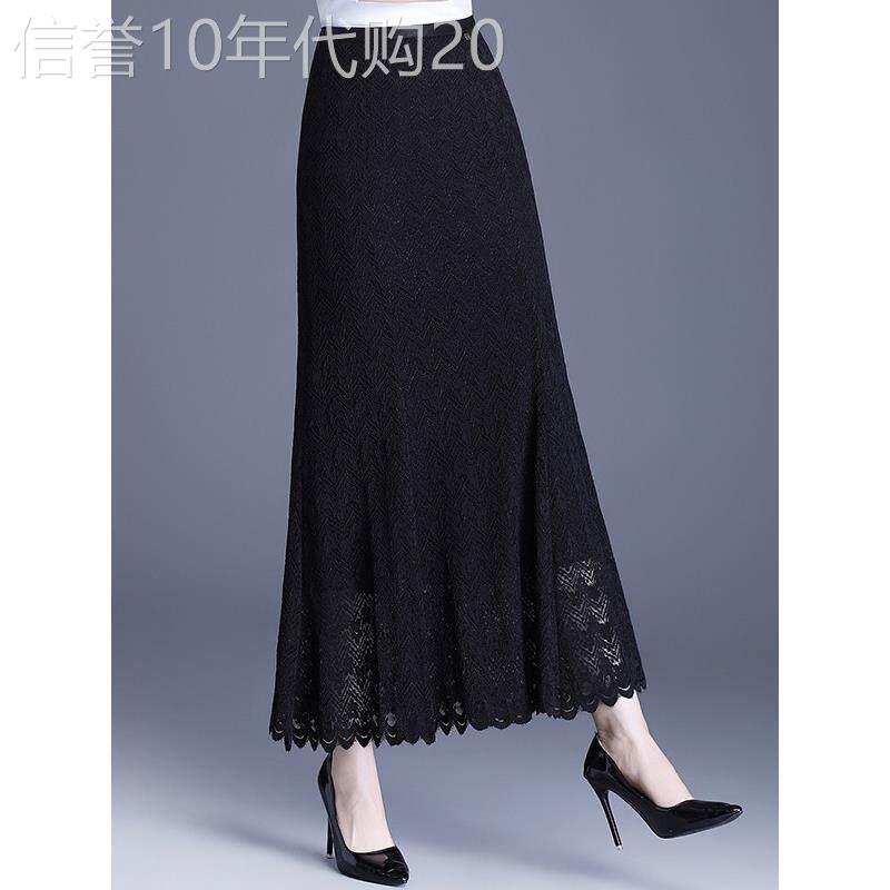 黑色蕾丝鱼尾裙半身裙女2026春夏季新款高腰显瘦包臀中长版一步裙
