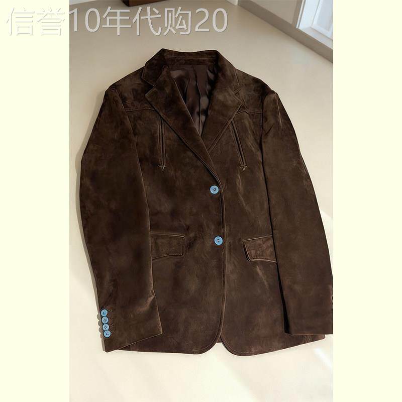 高级感复古绒面西装外套女2025年秋季新款美拉德穿搭气质西服上衣
