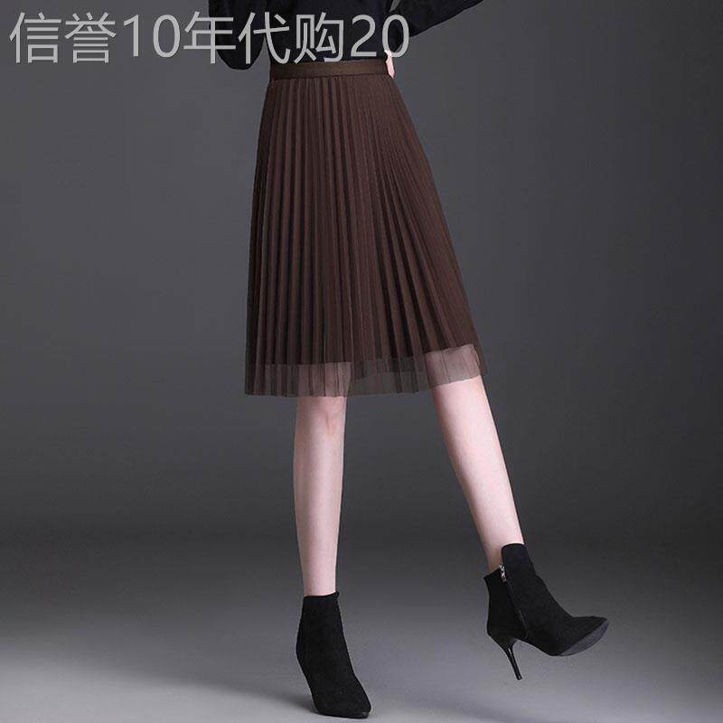 咖色毛呢半身裙女秋冬2025新款高腰百褶裙纱裙春秋小个子a字裙子