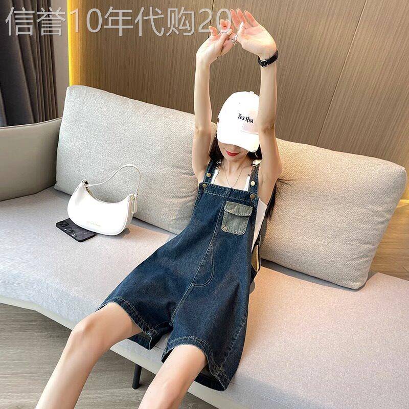 抱婴袋裤女夏季薄款2026新款韩版宽松休闲连身裤子高腰显瘦牛仔短