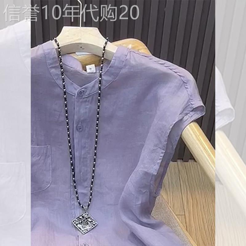 紫色漂亮无袖衬衫夏季新款女装别致小衫设计感上衣背心超好看百搭