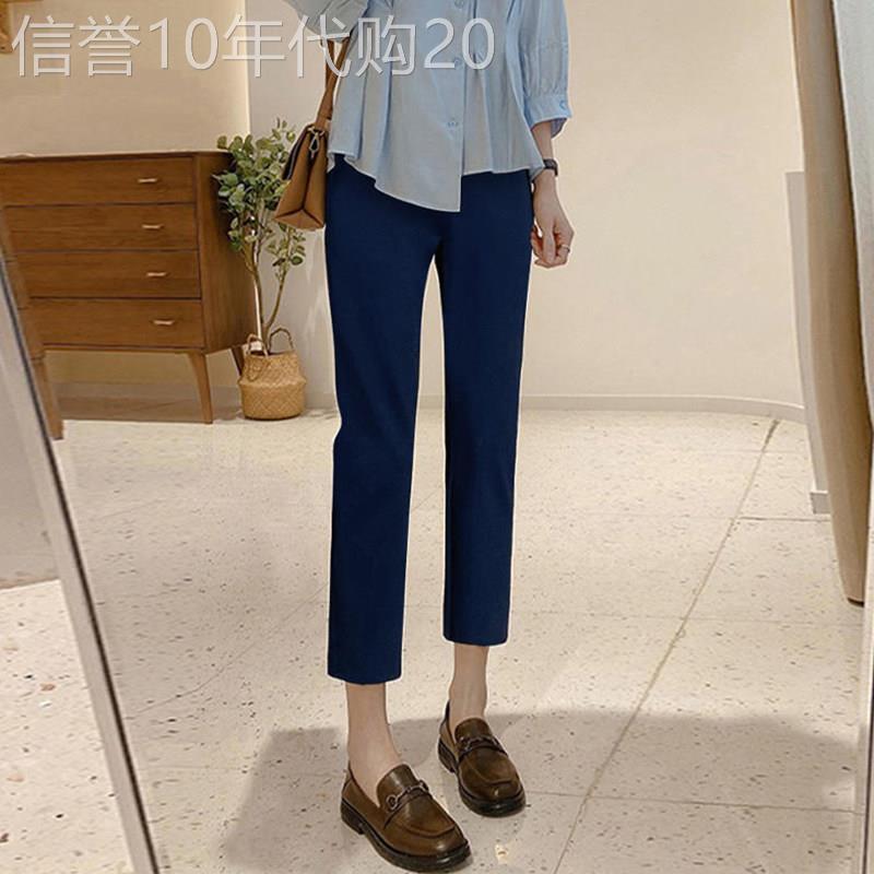 蓝色冰丝薄款显瘦西装裤女2025夏季新款小个子休闲烟管直筒九分裤