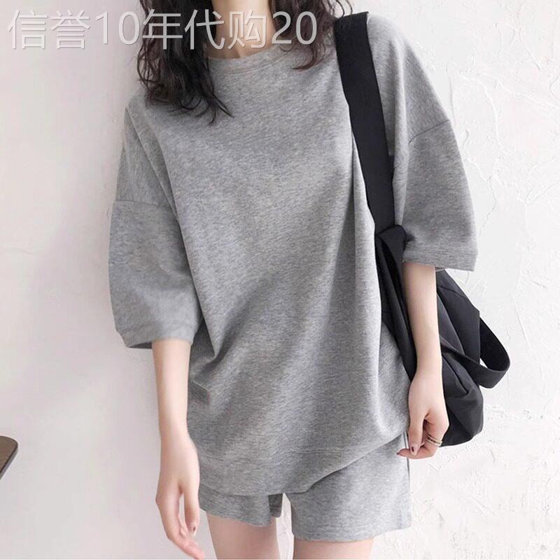潮牌欧洲站休闲运动套装女2025年夏季新款时尚宽松短袖短裤两件套