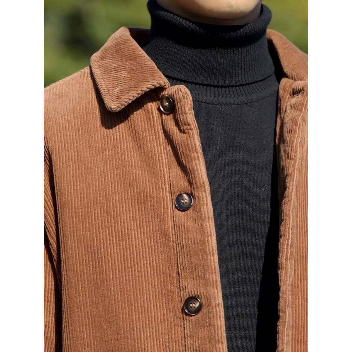 潮牌时尚覆古棉袄灯芯绒外套男秋冬休闲百搭保暖加厚衬衫夹克