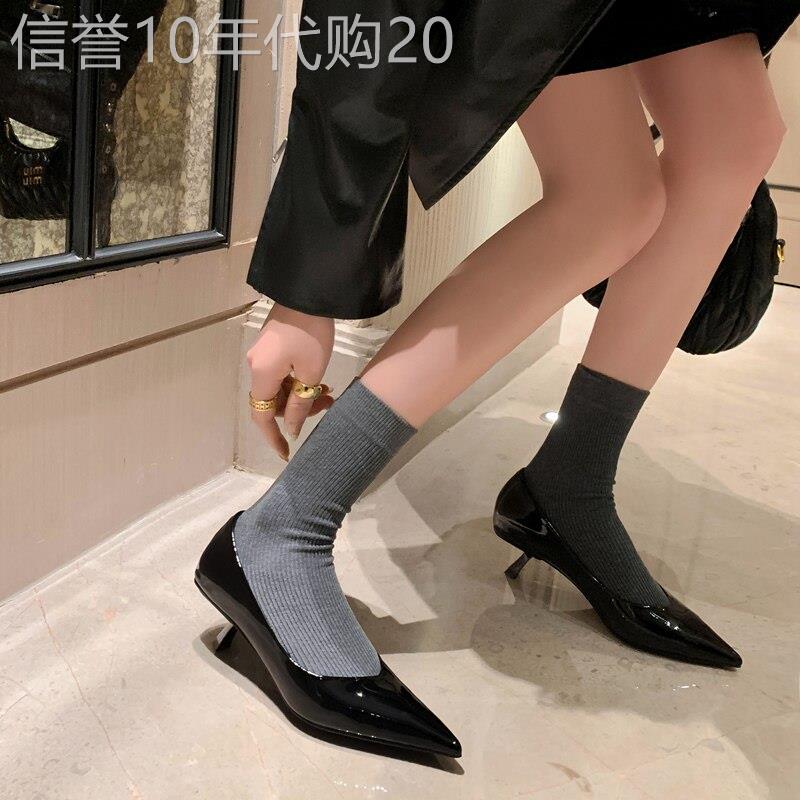 简约系小姐姐~法式尖头浅口细跟漆皮高跟鞋气质通勤单鞋女小跟鞋