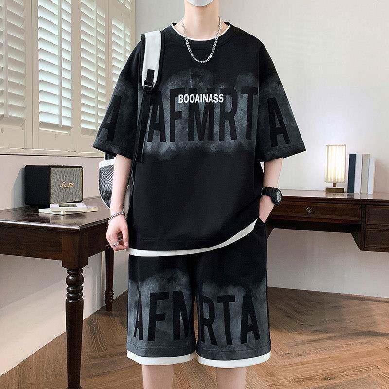 高端品牌可外穿家居服男士夏季夏天纯棉短袖短裤休闲宽松睡衣裤套