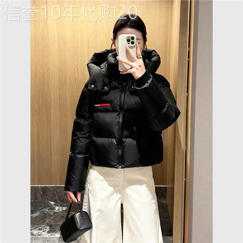 现货!黑色轻薄羽绒服女2025新款冬季保暖减龄韩系短款连帽面包服