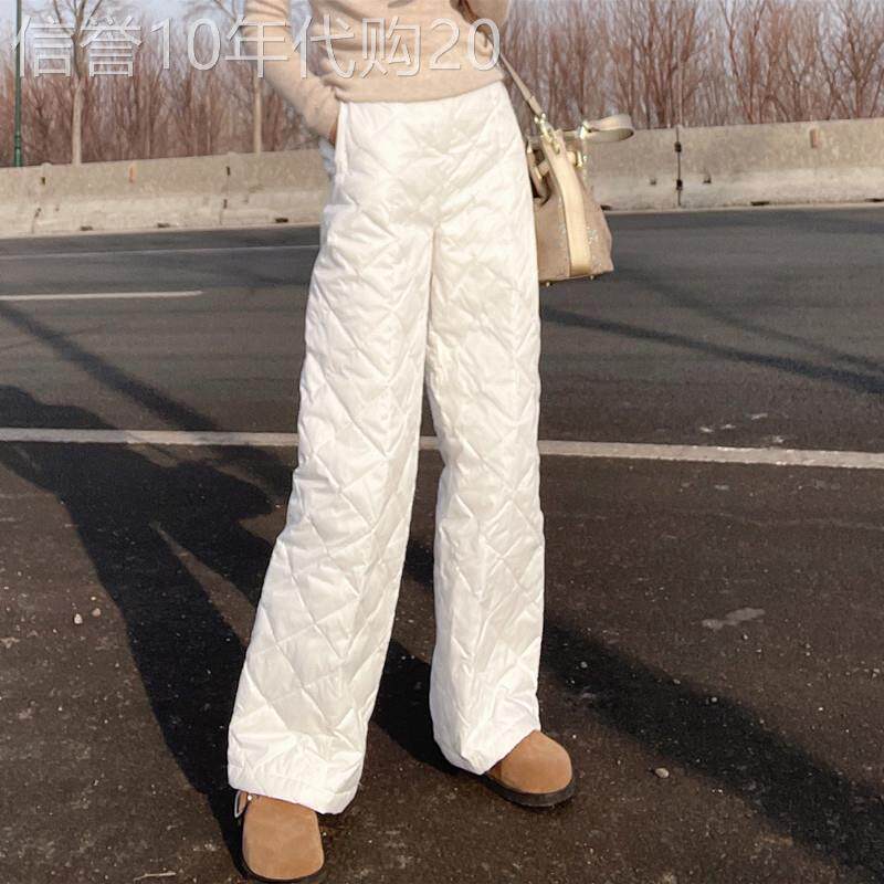 潮牌大码阔腿羽绒裤女2025年冬季新款时尚洋气设计感白鸭绒长裤子