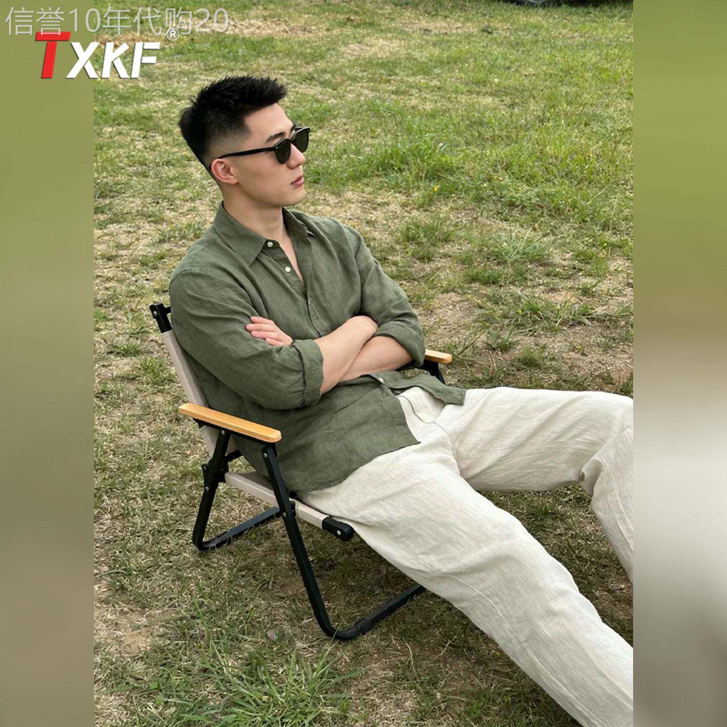 老钱风亚麻休闲套装男士2026新款夏季薄款松弛感衬衫裤子一套男款
