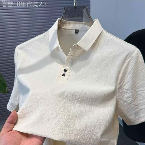 高端纯棉覆古纯色polo衫男短袖夏季潮流翻领宽松百搭T恤半袖上衣