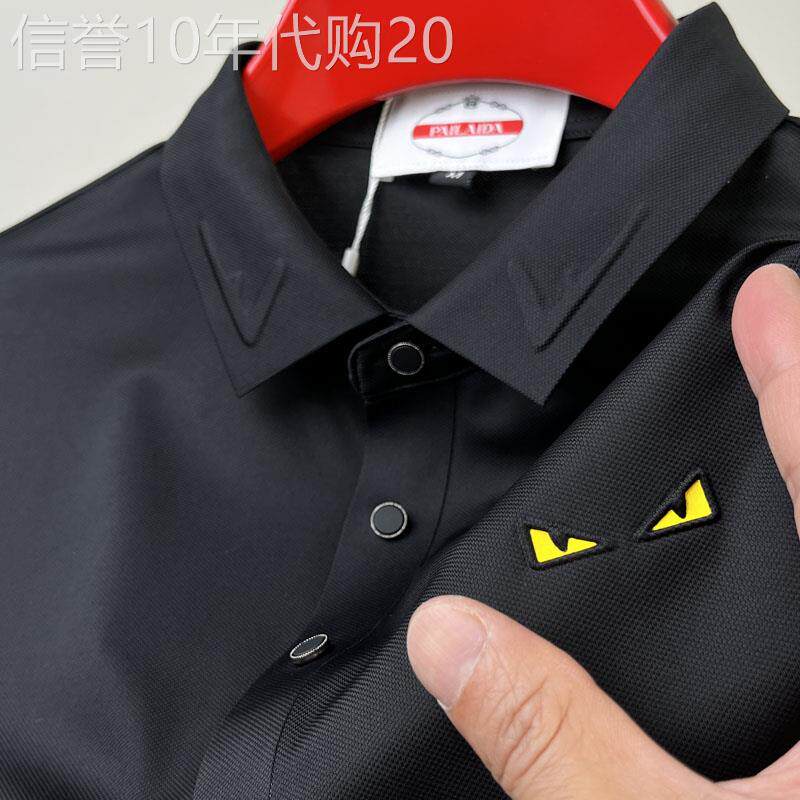 无痕压胶小怪兽翻领短袖男士T恤 欧货夏季高端Polo衫冰爽丝光棉