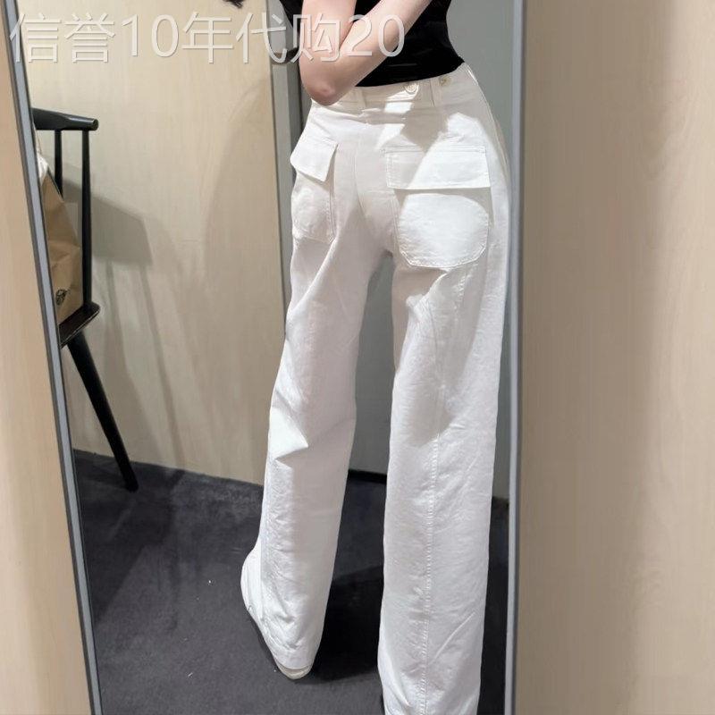 白色工装阔腿裤女夏季2026新款设计感高腰宽松休闲百搭西裤长裤子