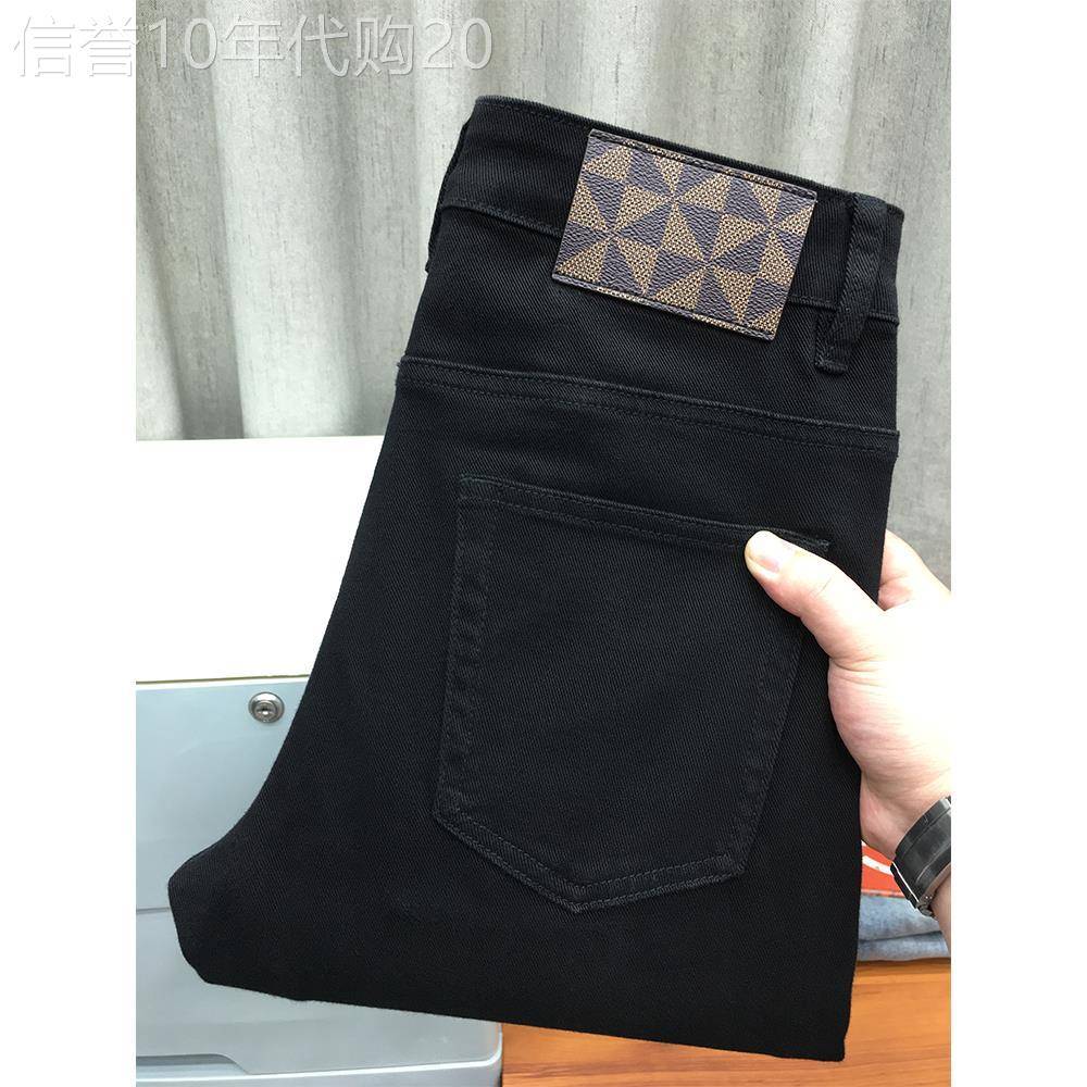 春夏高端黑色直筒宽松牛仔裤男商务休闲新款弹力修身小脚九分长裤