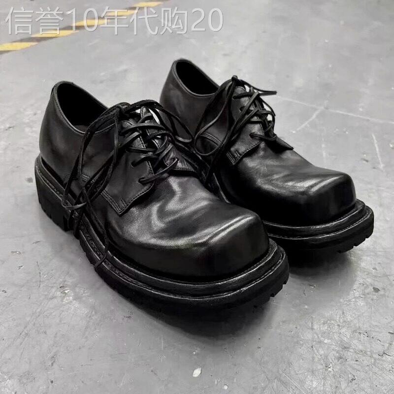 【高品质】男女方头皮鞋水洗做旧增高米奇大头德比鞋翘头乐福鞋潮