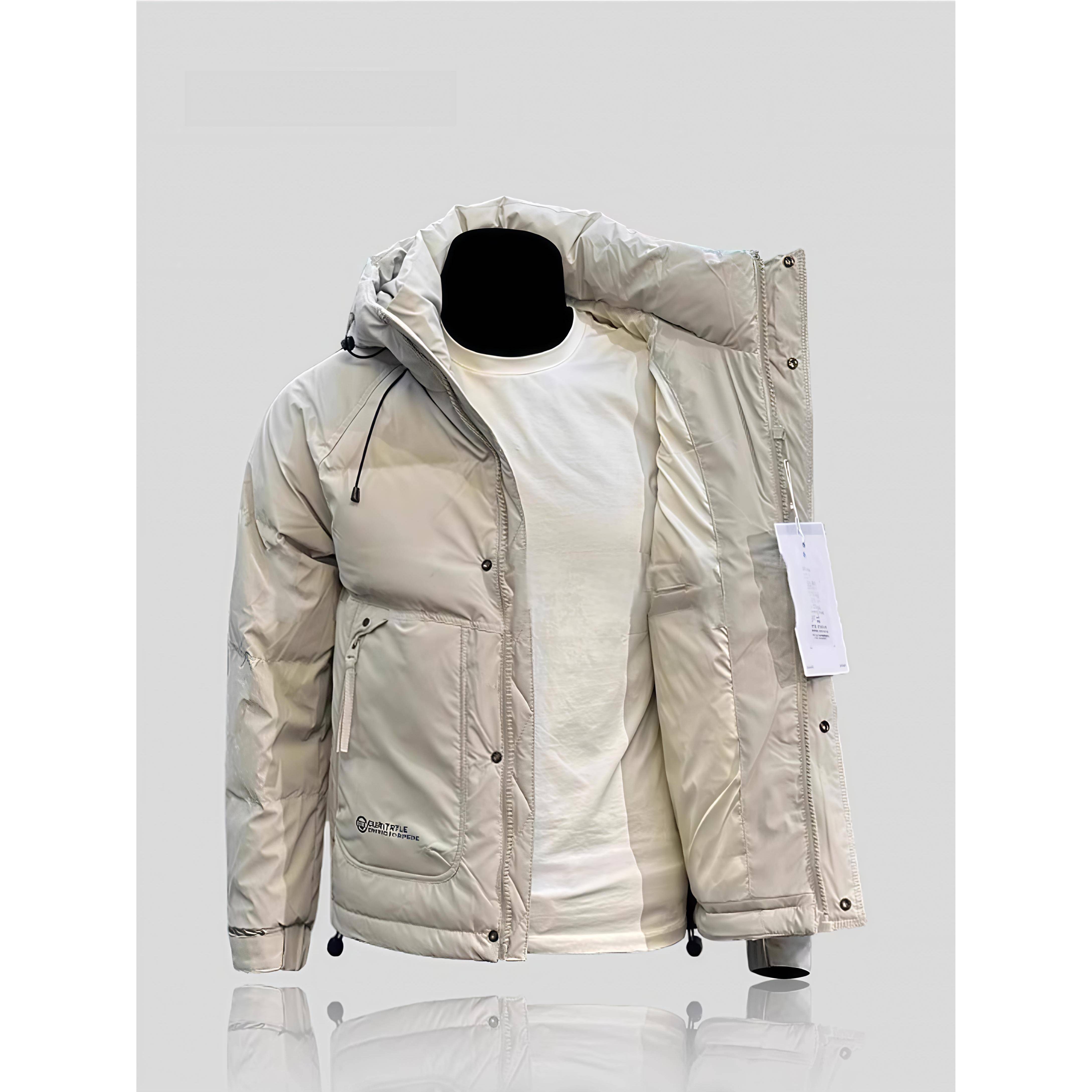 高端时尚品牌白鸭羽绒服男士加厚短修身冬季新保暖羽绒服连帽夹克