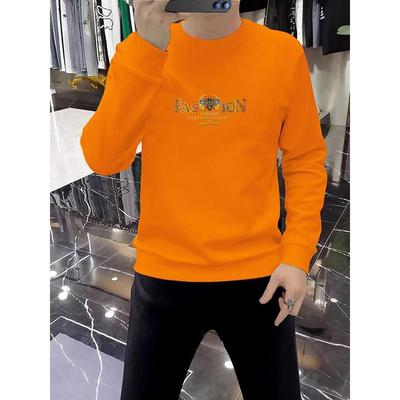 秋冬季潮流欧货纯棉圆领长袖卫衣男2025新款修身百搭印花T恤上衣