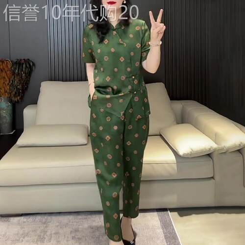 优雅高端经典新中式短袖女2026年夏季新款舒适宽松独特大尺码套装