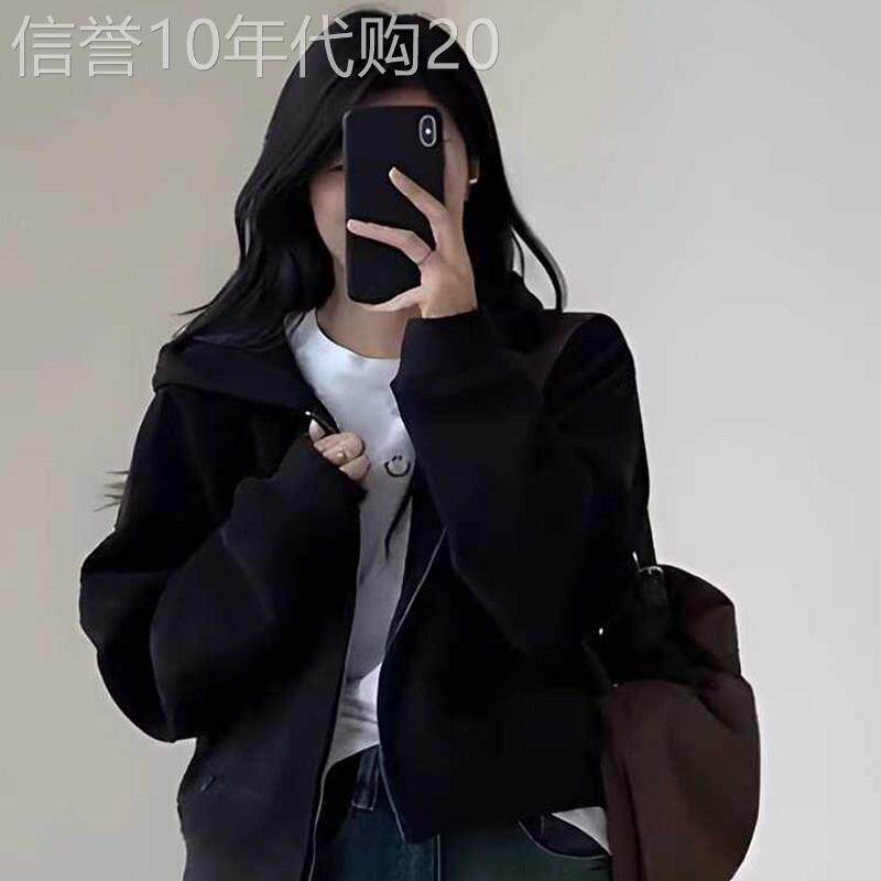 潮牌时尚短款卫衣女2026新款春秋季薄款休闲宽松拉链开衫连帽外套