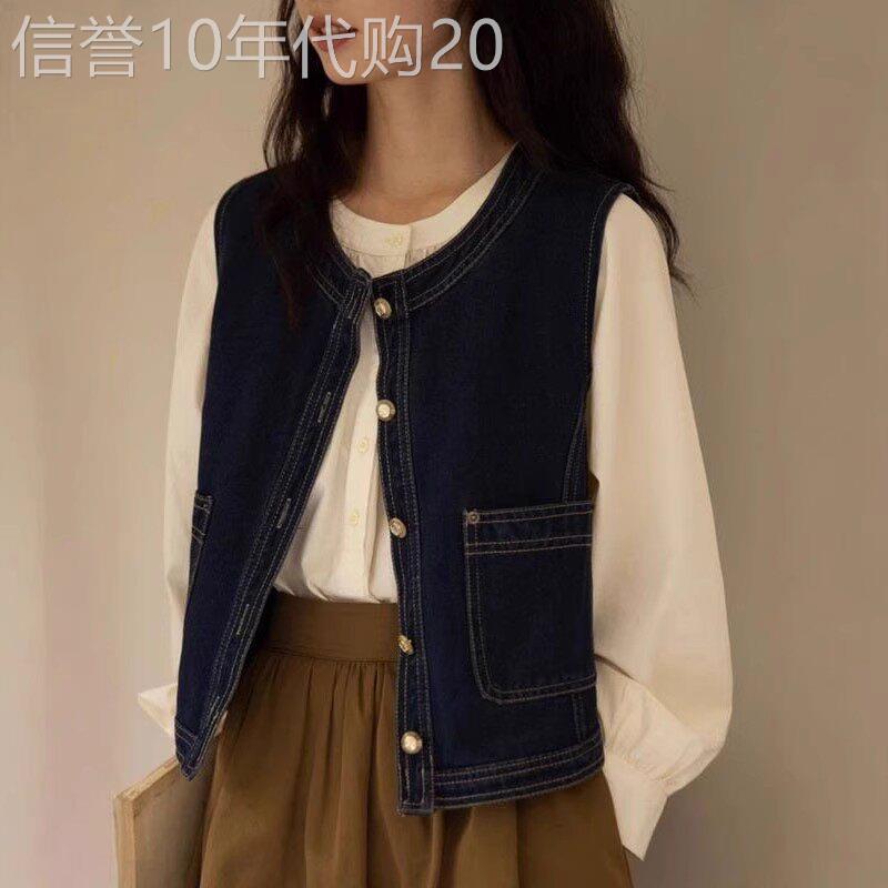 2026日系复古牛仔马甲女秋季叠穿背心外搭小个子设计感坎肩马夹