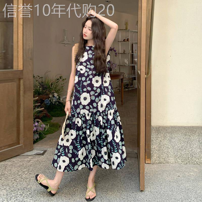 法式复古碎花无袖洋装女夏2026新款气质独特漂亮宽松背心长裙子