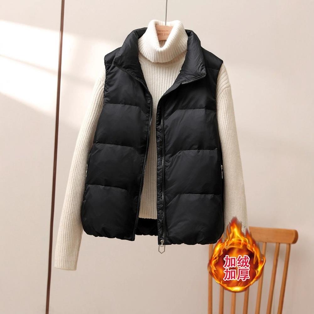 日系羽绒马甲女短款2025秋冬季外穿宽松背心轻薄坎肩大码马夹外套