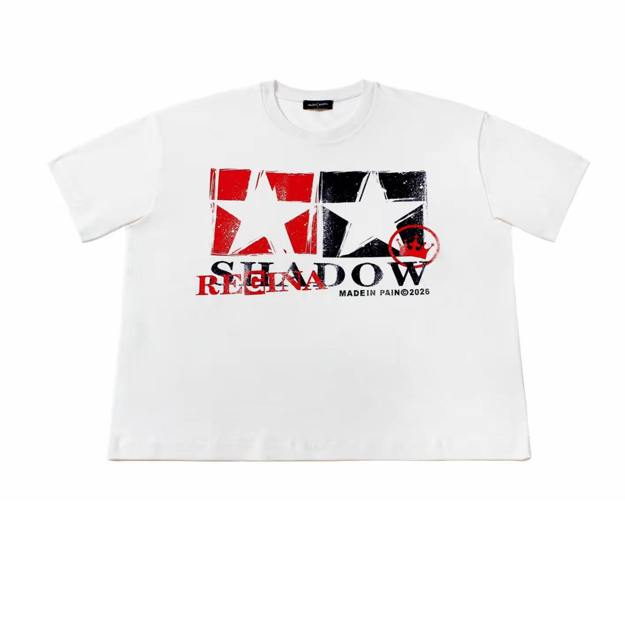 SHADOW REGINA 全棉红白蓝星星印花夏季短袖T恤休闲情侣圆领男女