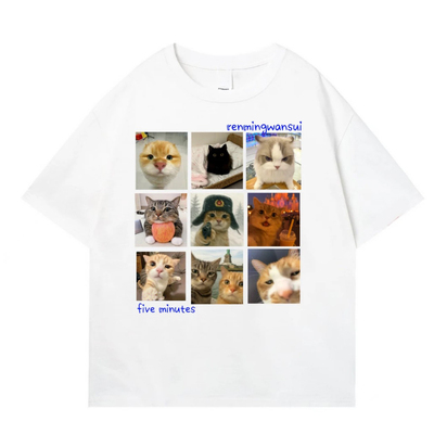 【九宫格猫猫】印花280克轻奢痞帅高级感男装男士t恤短袖高级感