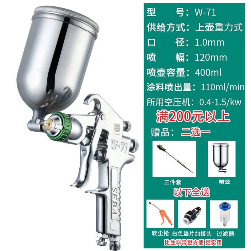 原装喷漆枪高雾化W-71W77汽车家具101面漆喷涂工具抢气动油漆喷枪