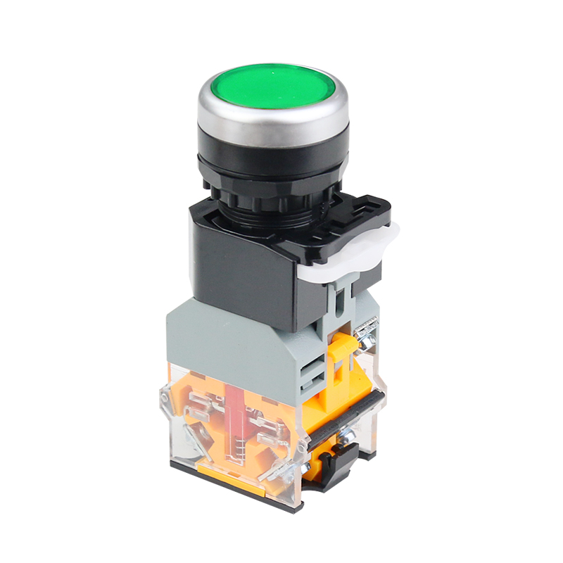 LA38-11D自复位自锁r带灯 不带灯按钮LED平钮点动启动停止电源开