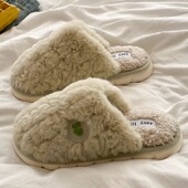 棉拖鞋 棉拖 室内ins厚底外穿防滑保暖加绒毛毛鞋 冬季 女士2025新款