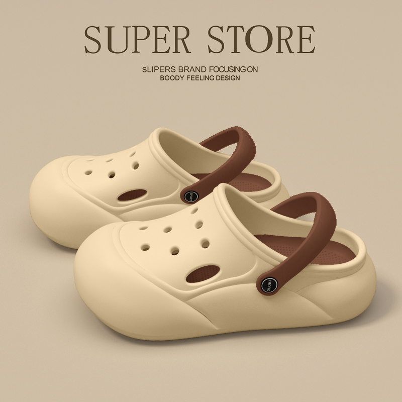 厚底洞洞鞋女款2025新款夏季外穿网红凉鞋沙滩鞋防滑eva包头拖鞋