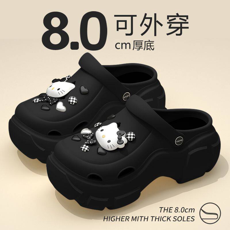 可爱儿童洞洞鞋女童夏外穿防滑超厚底2025新款室内eva包头拖鞋女