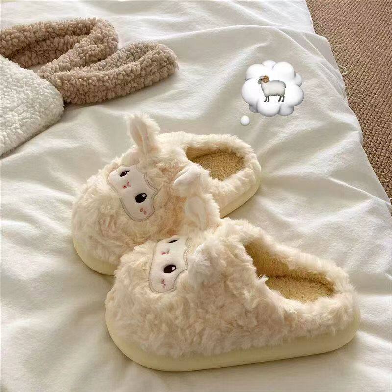 棉拖鞋半包跟男女冬季室内居家休闲防滑厚底舒适毛绒冬天保暖拖鞋