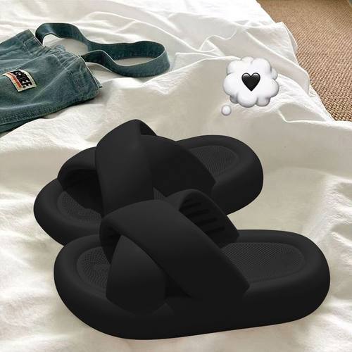 交叉踩屎感厚底拖鞋女居家防滑外穿学生宿舍拖鞋女休闲百搭凉拖鞋