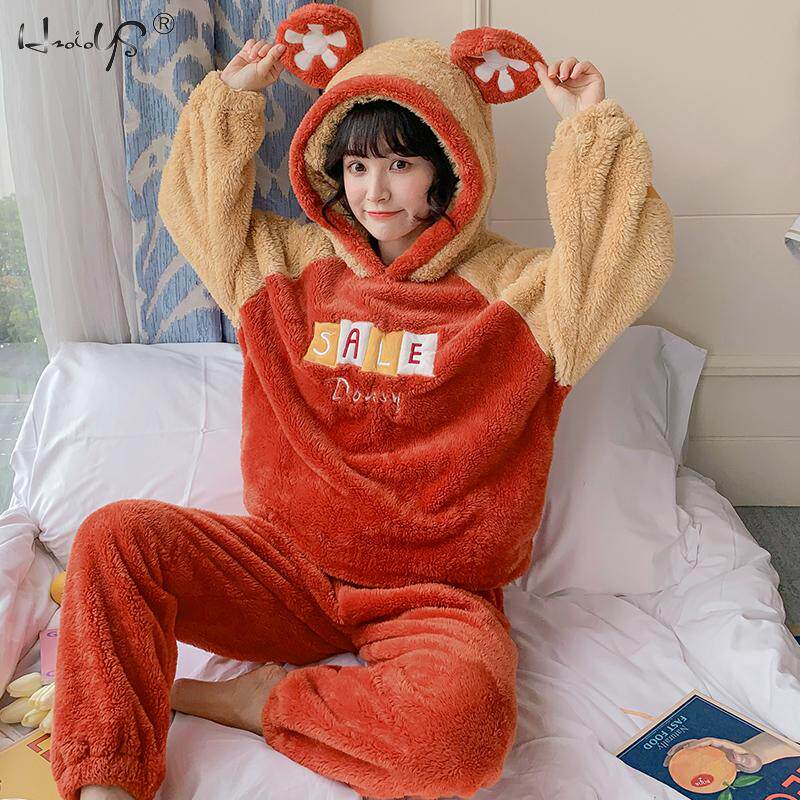 conjunto de pijama de manga larga con dibujos animados para