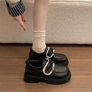 复古蝴蝶结蕾丝小皮鞋 乐福单鞋 女2026新款 日系jk玛丽珍鞋 春季 韩版