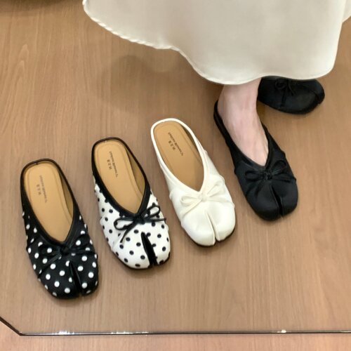 法式内增高波点分趾包头拖鞋2026新款玛丽珍芭蕾凉拖鞋女夏0903e