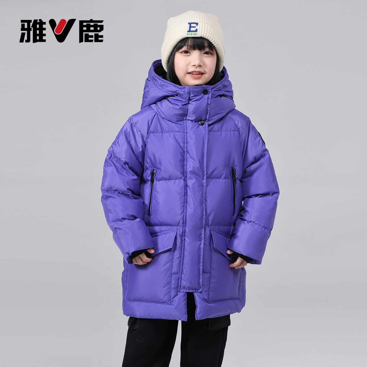 雅鹿儿童极寒加厚羽绒服男童女童中长款宝宝洋气中大童冬保暖秋冬
