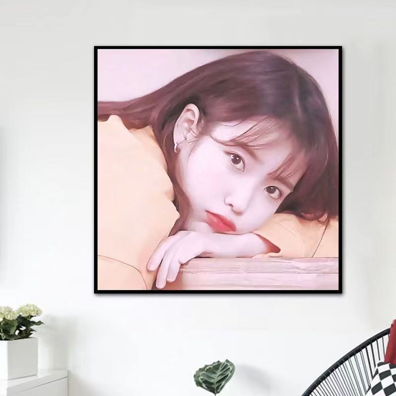 iu李知恩 数字油画diy画画填充涂色治愈手工手绘颜料房间装饰挂画