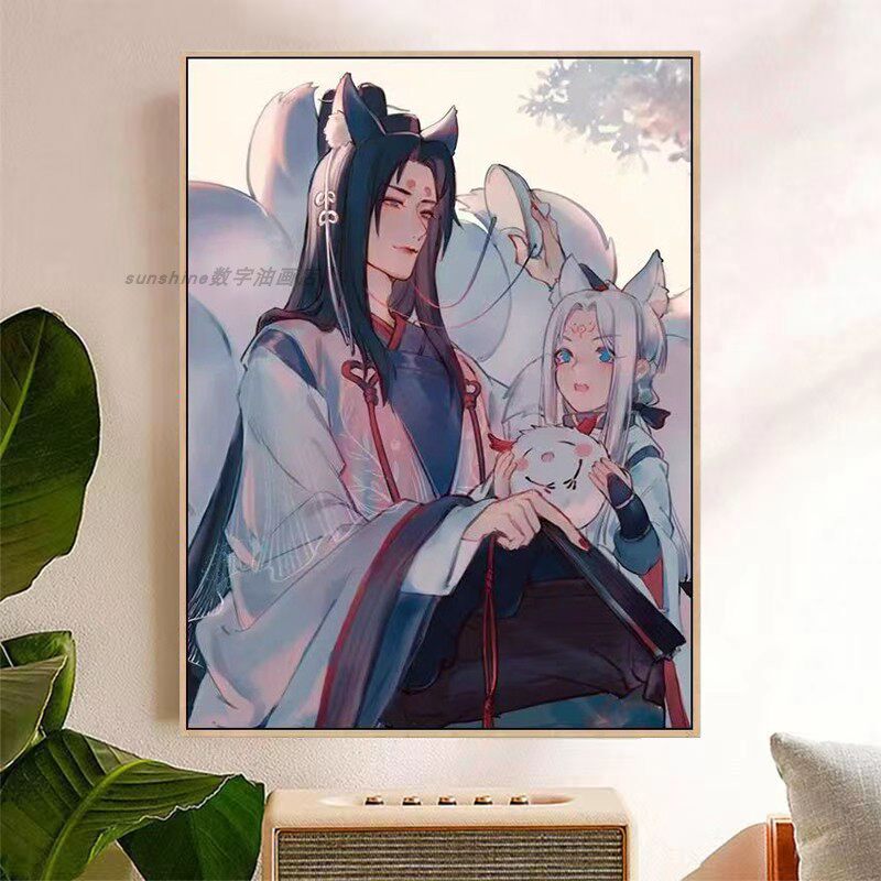 阴阳师玉藻前diy数字油画手绘填充涂色减压画画油彩礼物装饰挂画