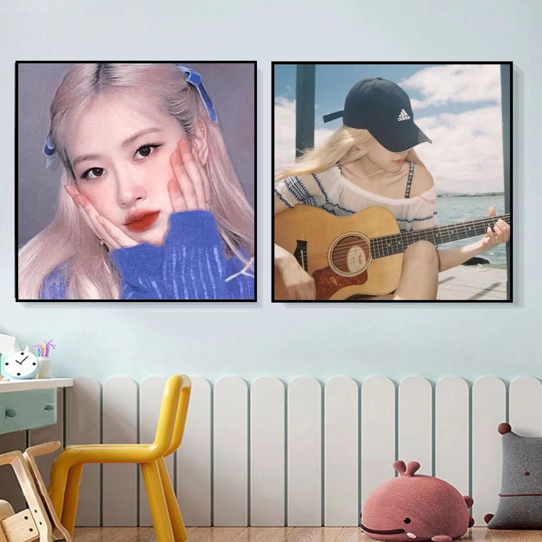 rose朴彩英diy数字油blackpink女团治愈画填充涂色手绘颜料装饰画