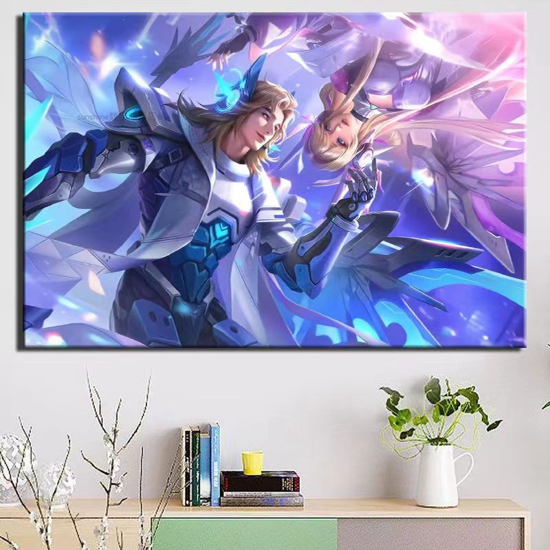 项羽虞姬王者荣耀角色皮肤高颜值diy数字油画手绘填色油彩装饰画