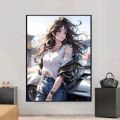 御姐风diy数字油画自己涂色减压手绘填充色卧室油彩装 饰挂画礼物