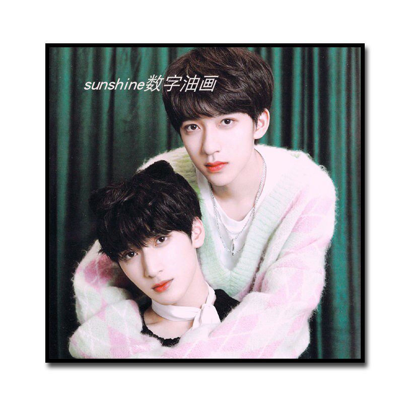 diy数字油画tnt时代少年团明星手绘涂色填充减压丙烯颜料油彩挂画