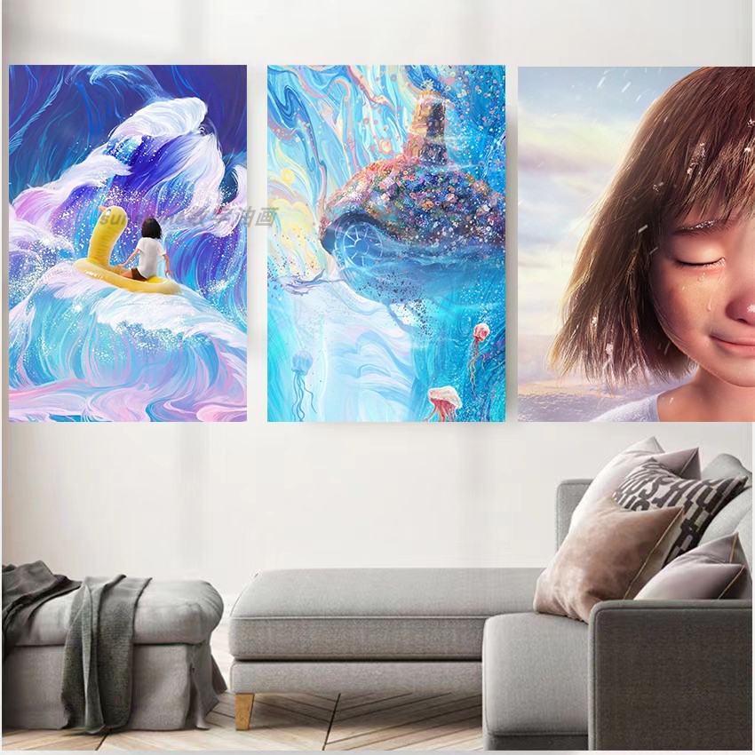 深海电影数字油画涂色油彩装饰画