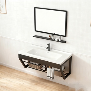 洗脸盆陶瓷洗手盆挂墙式一体台面水池悬挂壁式小户型家用简约面池