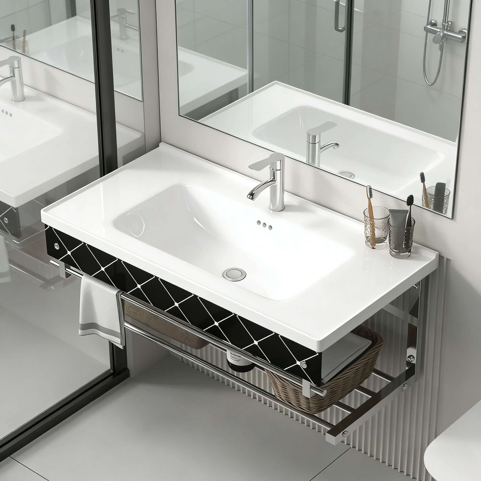 挂墙式洗脸盆家用卫生间洗漱台洗手盆浴室柜一体式洗脸盆架不绣钢